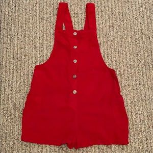 Red corduroy romper
